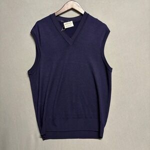 Vintage‎ 70s JAEGER Men's Worstedwool Vest In Navy Blue Size 42" 107 cm